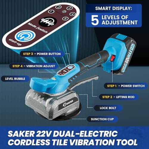 Saker Cordless Tile Vibration Tool with Digital Display