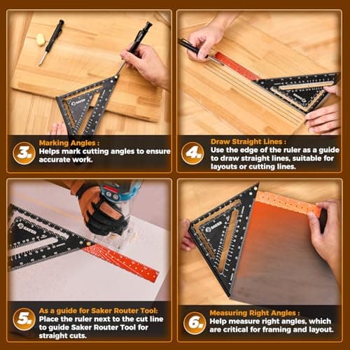 Saker Folding Square 12 inch and Contour Gauge (5 Inch) Profile Tool