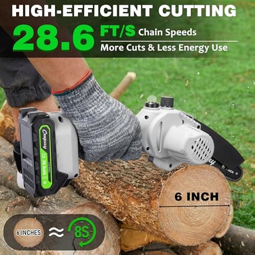 Cordless 6-inch Portable Electric Chain Saw with Auto Oiler & Security Lock