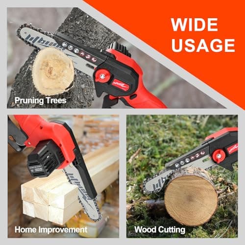 Mini Cordless Electric Chainsaw, 6" Portable Handheld for Wood Cutting & Trimming-Battery Powered