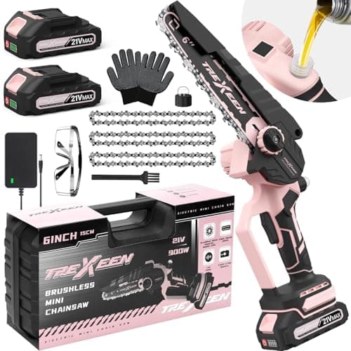 Upgrade 900W Cordless 6-Inch Mini Chainsaw with Auto Oiler for Wood Cutting
