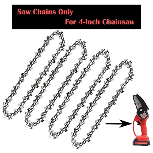 Mini Cordless Battery Chainsaw Chain, 4 Inch Replacement (4pcs)