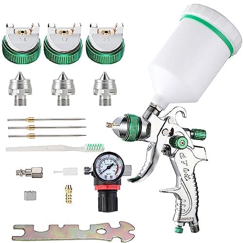 Professional HVLP Spray Gun Set with 1.4, 1.7, 2.0mm Nozzles & Gauge for Auto Paint (20oz/600cc)