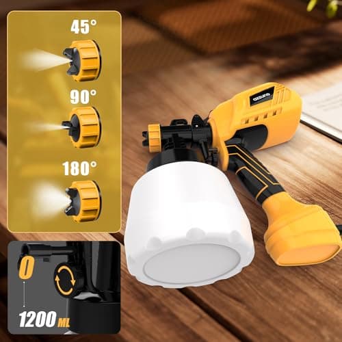 AZZUNO 1000W HVLP Paint Sprayer, 4 Nozzles, 41 Fl Oz Container