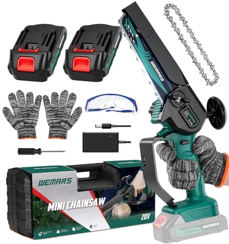 2-Battery Mini Electric Chainsaw 6-Inch Portable for Wood Cutting