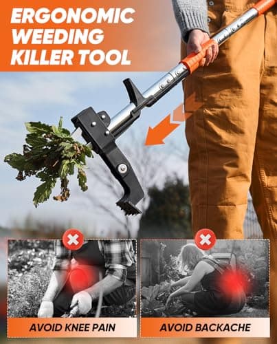 Saker Weed Puller Tool Stand, Heavy Duty, Long Handle, Stainless Steel Claws