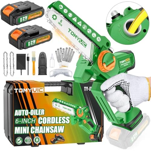 Mini Chainsaw for Family Use: 6 Inch Brushless Battery Chainsaw w/Auto-Oiler & Tool-Free Tensioner - Easy Operation for Women - Best Backyard Tool