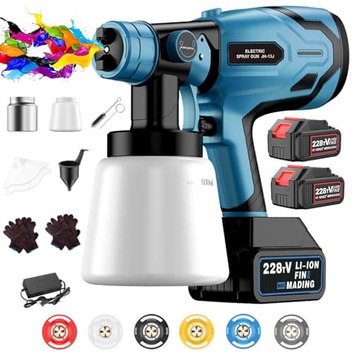 Cordless Brushless Paint Gun for Furniture & House Painting (2x 4.0Ah Battery Included)