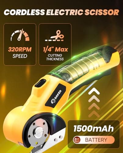 Saker Cordless Rotary Cutter, 4V Rechargeable, LED Light, Safety Lock