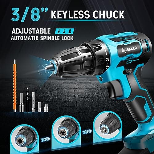 Saker 20V Brushless Cordless Drill Set with 430 In-lbs Torque