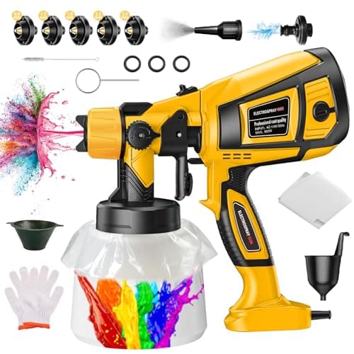 90000 RPM High-Speed Electric Paint Sprayer 1400ml Capacity, 5 Nozzles 3 Spray Patterns