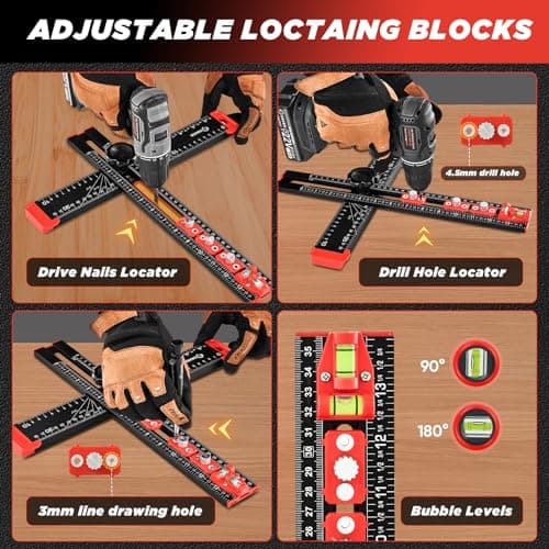 Saker 4-in-1 Multi-function Scribing Drilling Ruler