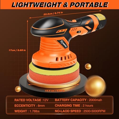 Saker 6 Inch Cordless Buffer Polisher for Car Detailing
