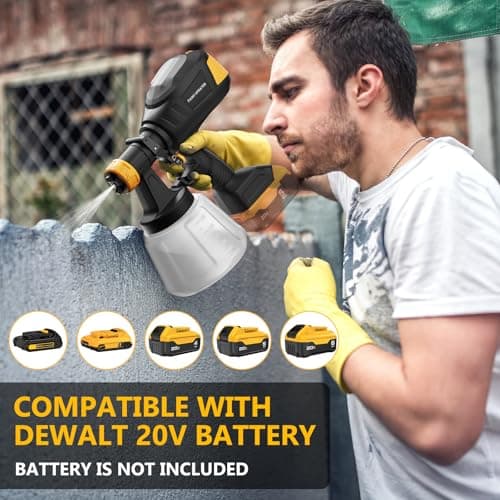 Dewalt 20V Brushless Cordless Paint Sprayer, 150 Din/s, 4 Nozzles, 1000ml/min Flow Rate