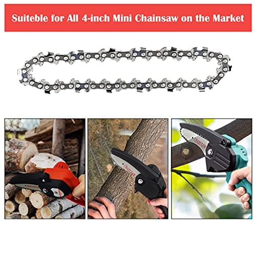 Mini Cordless Battery Chainsaw Chain, 4 Inch Replacement (4pcs)