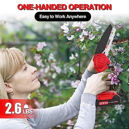 2024 Upgraded 6-Inch Cordless Mini Chainsaw for Wood Cutting (Includes 2 Batteries)