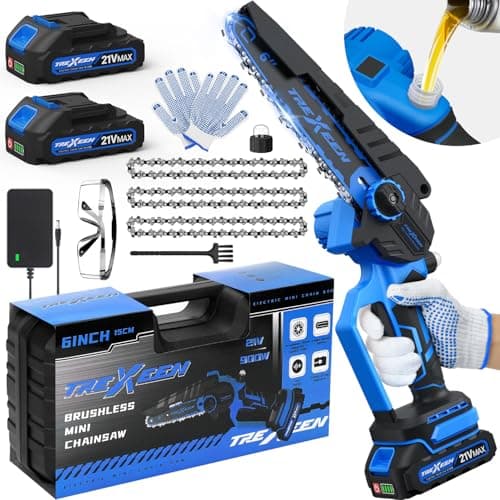 Upgrade 900W Cordless 6-Inch Mini Chainsaw with Auto Oiler for Wood Cutting