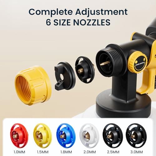 6.6FT HVLP Paint Sprayer, 750W High Power, 6 Copper Nozzles, 3 Spray Patterns, Perfect for House Painting, Furniture, Ca