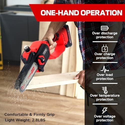 Cordless 6 Inch Electric Mini Chainsaw, Battery Powered Saw for Wood/Trees, Gift for Men Dad Husband