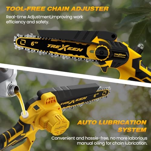 Upgrade 900W Cordless 6-Inch Mini Chainsaw with Auto Oiler for Wood Cutting