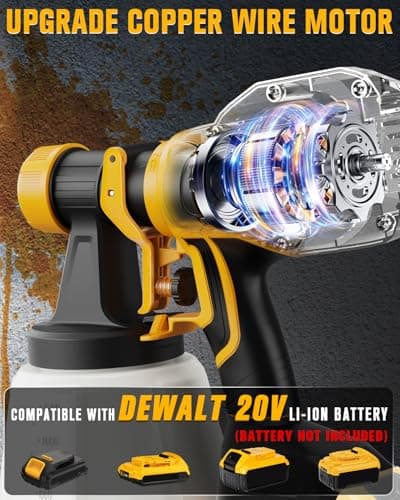 Dewalt Compatible Cordless Paint Sprayer, 5 Copper Nozzles for Indoor Painting