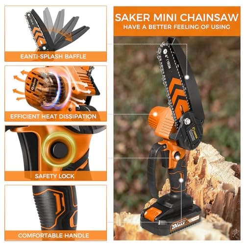 Saker SK1806D-O 6-Inch Portable Cordless Chainsaw