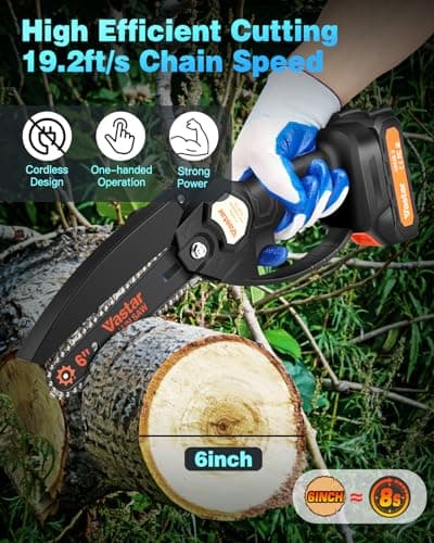 Vastar Cordless Mini Chainsaw with 2 Rechargeable Batteries and 2 Chains