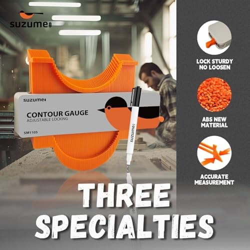 5-Inch Adjustable Lock Contour Gauge for Woodworking with Precise Flakes and Marker Tool