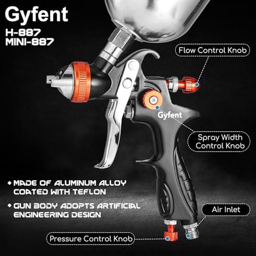 HVLP Spray Paint Gun Set with 3 Nozzles & 4 Kettles for Car & Furniture Painting
