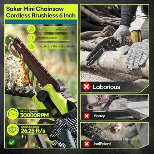 Saker Mini Brushless Chainsaw 6 Inch Cordless Electric Saw