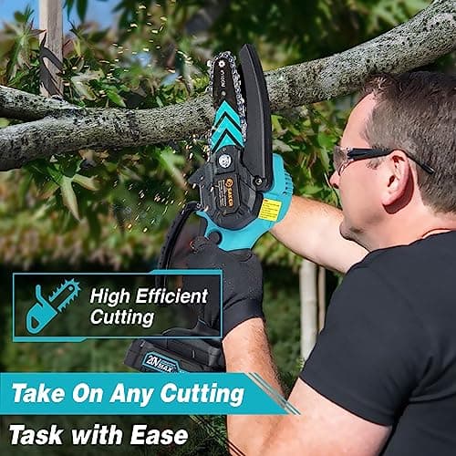 Saker Mini Chainsaw: 4" Portable Cordless Bar, 2025 Upgrade for Trees, Courtyard & Gardens