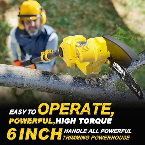 Cordless Pole Saw & Mini Chainsaw, 21V 3.0Ah Battery Powered 6 Inch Electric Pole Chainsaw, 6.6 LB Lightweight, 15.2-Foot MAX Reach Pole Saw