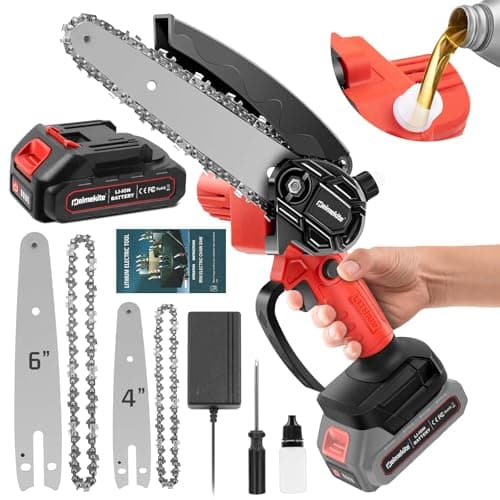 2025 Upgraded 4&6 Inch Cordless Mini Electric Chainsaw, Handheld Portable Wood Saw for Men Dad Husband