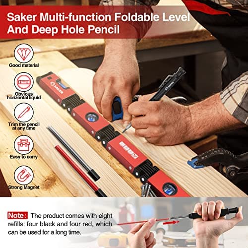 Saker Multi-Function Foldable Level & Deep Hole Pencil Set
