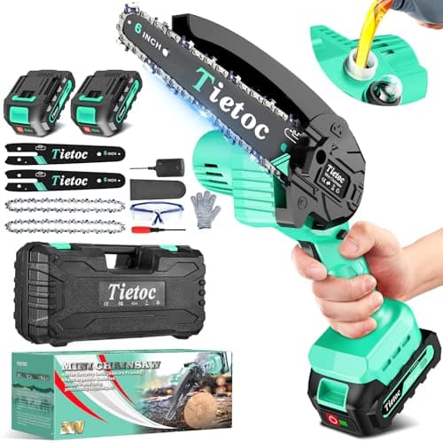 tietoc 6" Mini Chainsaw with 2 Batteries, Gifts for Men, Dad, Husband, Gardener