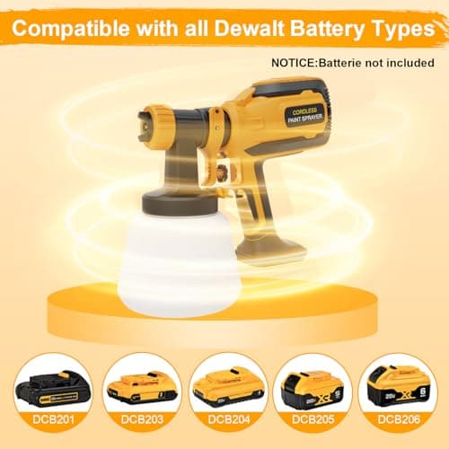 Dewalt 20V Cordless Paint Sprayer, 1200ML Container, 3 Patterns