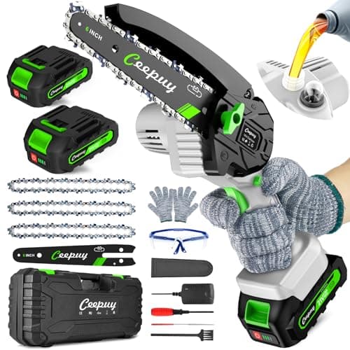 Cordless 6-inch Portable Electric Chain Saw with Auto Oiler & Security Lock