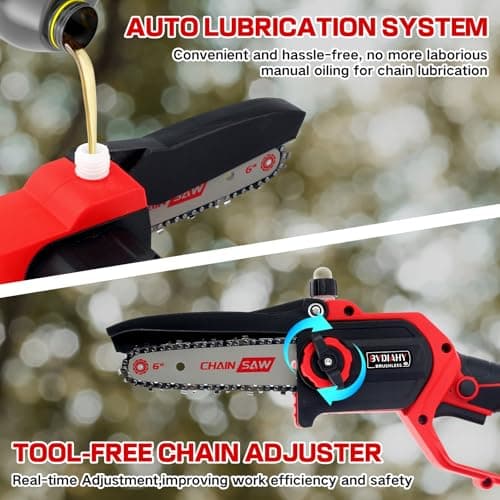 Cordless 6 Inch Electric Mini Chainsaw, Battery Powered Saw for Wood/Trees, Gift for Men Dad Husband