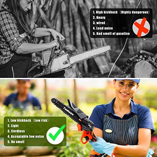 Cordless 6 Inch Mini Chainsaw, 2x Battery Power - Garden & Yard Tool