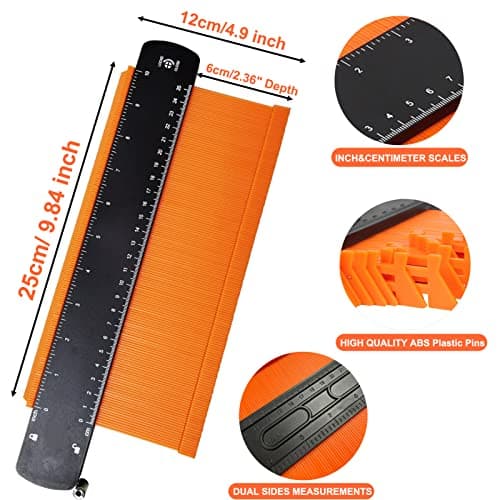 10 Inch Contour Gauge with Lock, Shape and Outline Tool, Duplicator Woodworking Tools for Flooring, Carpenter, Construction