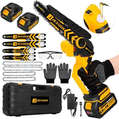 8" & 6" Brushless Mini Chainsaw, Cordless Wood Cutter with 2 x 4.0Ah Battery