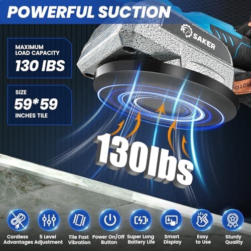 Saker Cordless Tile Vibration Tool with Digital Display
