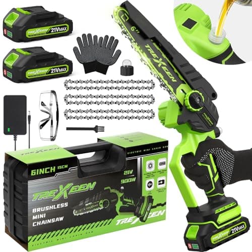 Upgrade 900W Cordless 6-Inch Mini Chainsaw with Auto Oiler for Wood Cutting