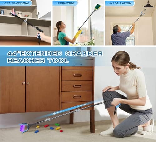 Saker 3Pack 44" Grabber Reacher & 32" Dressing Stick for Seniors(Blue)