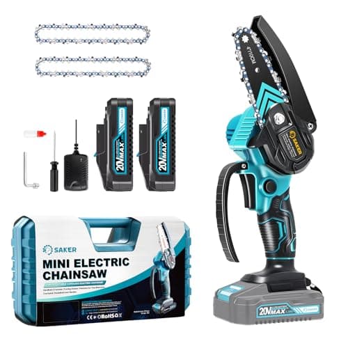 Saker Mini Portable Cordless Electric Chainsaw, 4-inch 2 Chain Set