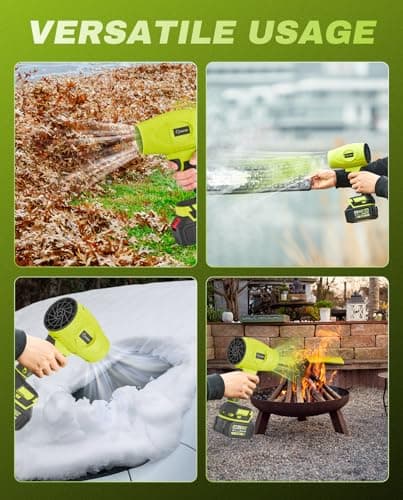 Saker Cordless Leaf Blower 180000 RPM Turbo Jet for Patio & Camping Green