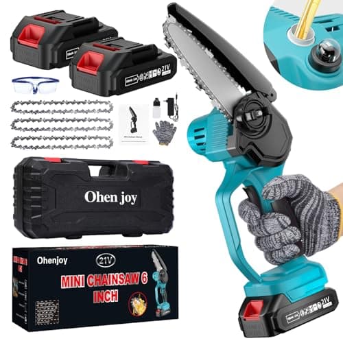 Cordless 6-Inch Mini Chainsaw with Auto-Oiler & 2 Batteries - Ideal Gift for Men, Women, Seniors