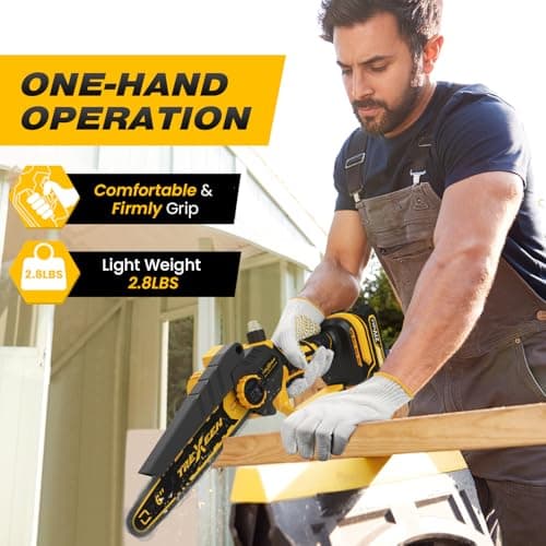 Upgrade 900W Cordless 6-Inch Mini Chainsaw with Auto Oiler for Wood Cutting