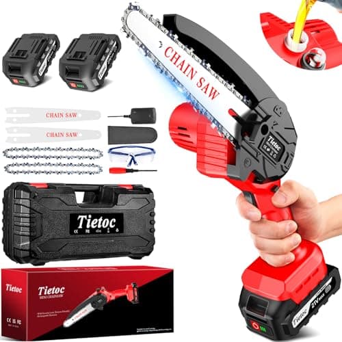 tietoc 6" Mini Chainsaw with 2 Batteries, Gifts for Men, Dad, Husband, Gardener