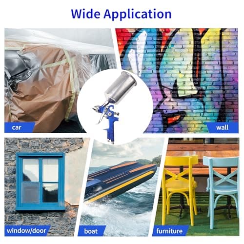HVLP Gravity Feed Spray Gun Kit, 4 Nozzles 1.4mm-2.5mm, 1000cc Aluminum Cup, Auto Paint Base Coat & Touch Up